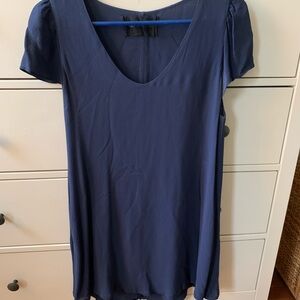 Reformation Navy Blue V Neck Short Sleeve Mini Dress